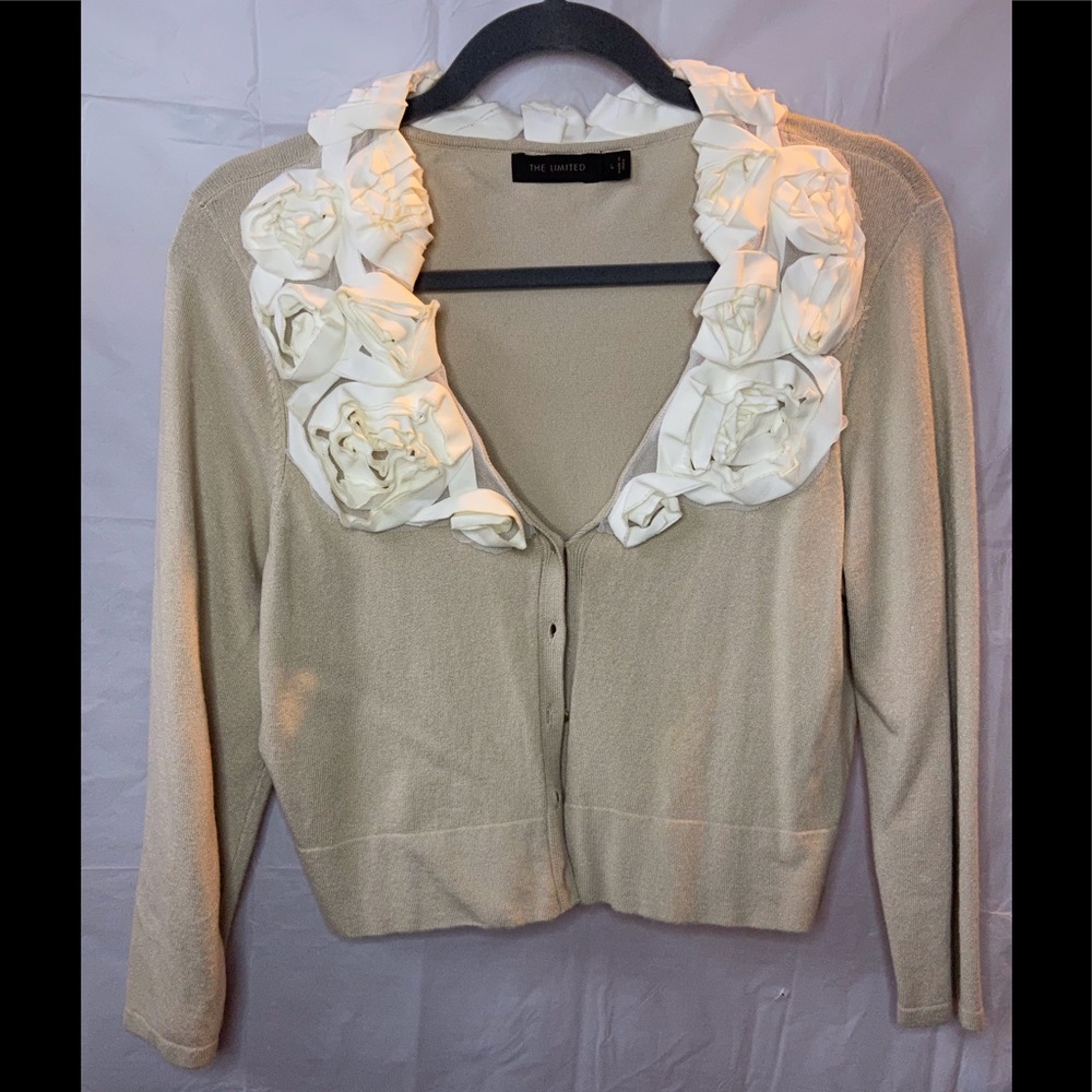 The Limited beige Cardigan Floral Appliqués